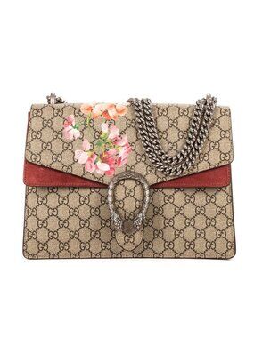 Gucci Blooms Dionysus Beige Burgundy Supreme Canvas Shoulder Bag